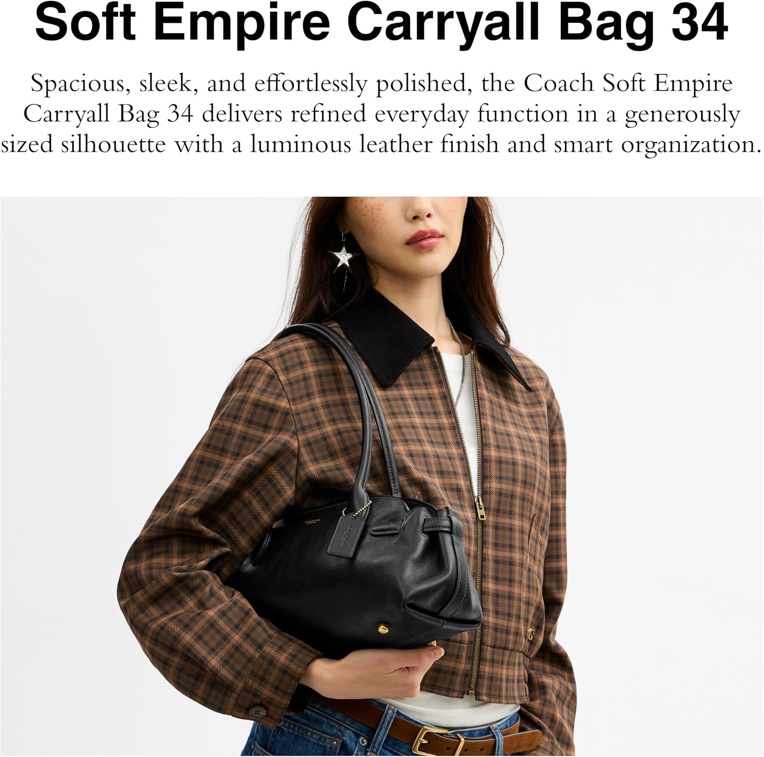 image:imageCoach Womens Super Soft Empire Carryall 34 Shoulder BagBrassBlack