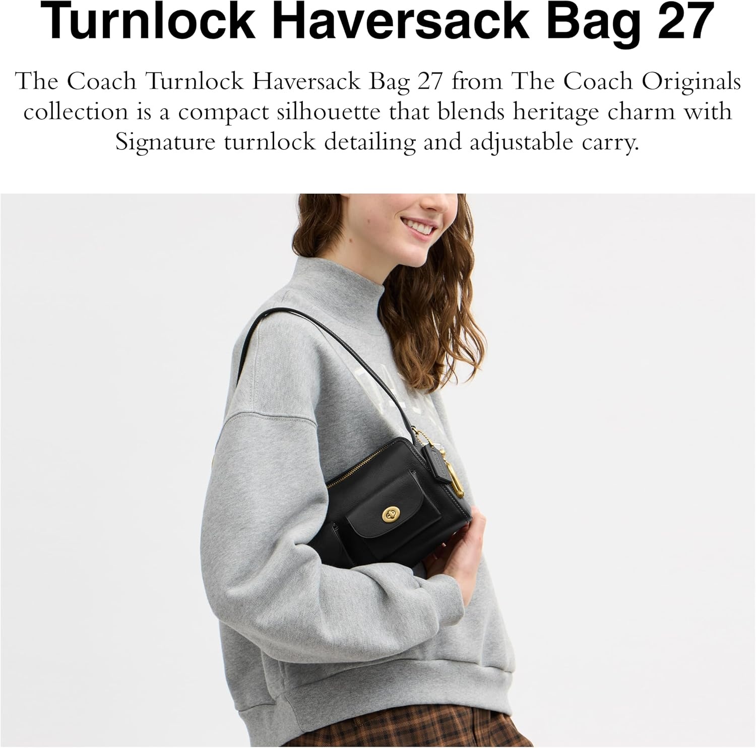 image:imageCoach Womens The Originals Natural Grain Leather Turnlock Haversack Bag 27BrassBlack