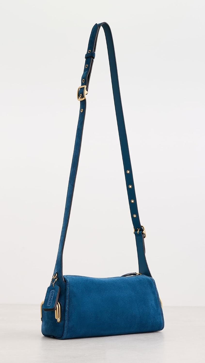 image:imageCoach Womens The Originals Natural Grain Leather Turnlock Haversack Bag 27BrassBlue Jay