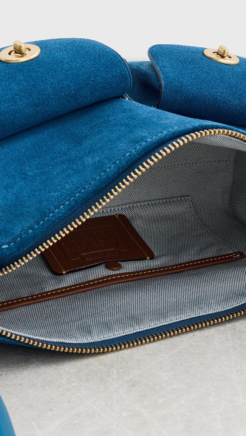 image:imageCoach Womens The Originals Natural Grain Leather Turnlock Haversack Bag 27BrassBlue Jay