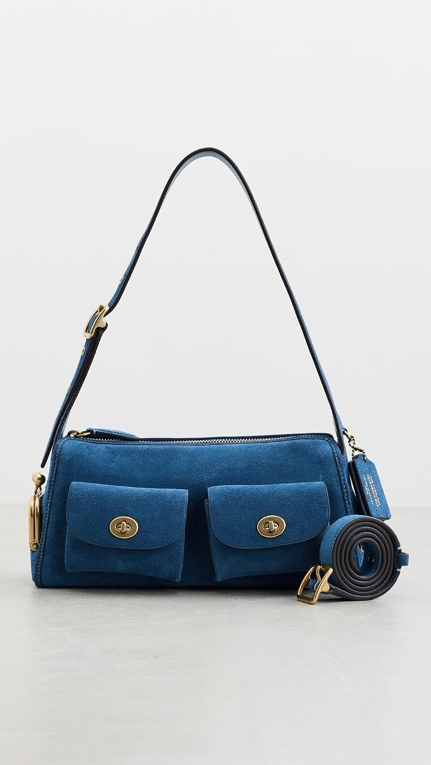 image:imageCoach Womens The Originals Natural Grain Leather Turnlock Haversack Bag 27BrassBlue Jay
