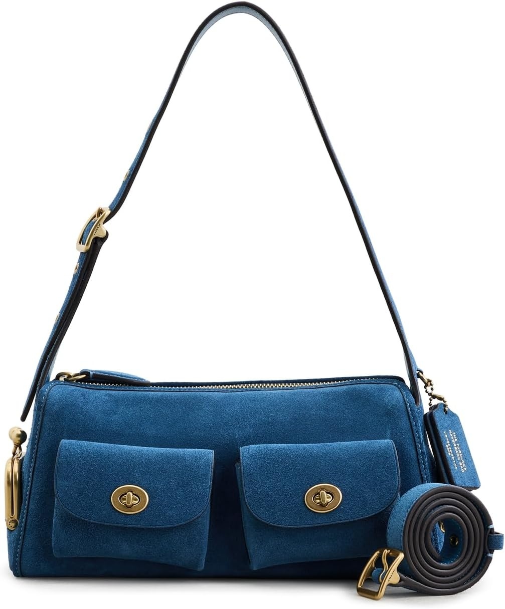 image:imageCoach Womens The Originals Natural Grain Leather Turnlock Haversack Bag 27BrassBlue Jay