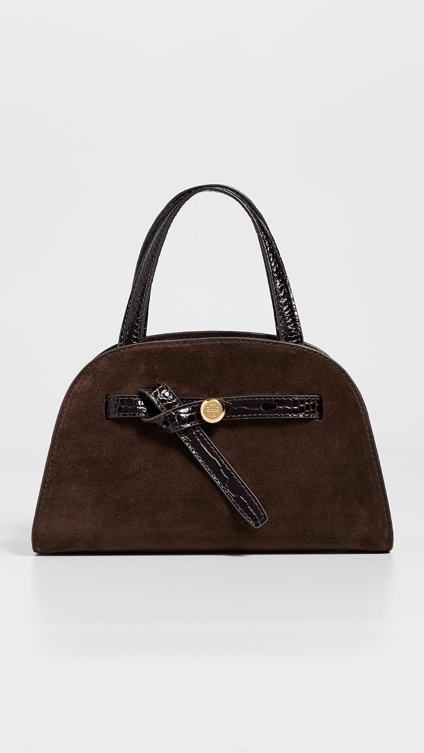 image:imageTory Burch Womens Romy Suede Small Bauletto BagDark Cocoa