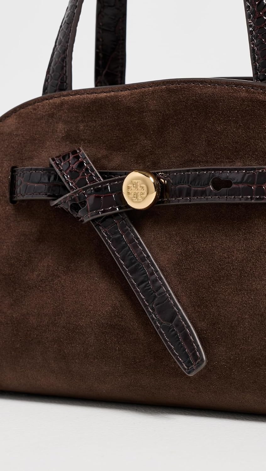image:imageTory Burch Womens Romy Suede Small Bauletto BagDark Cocoa