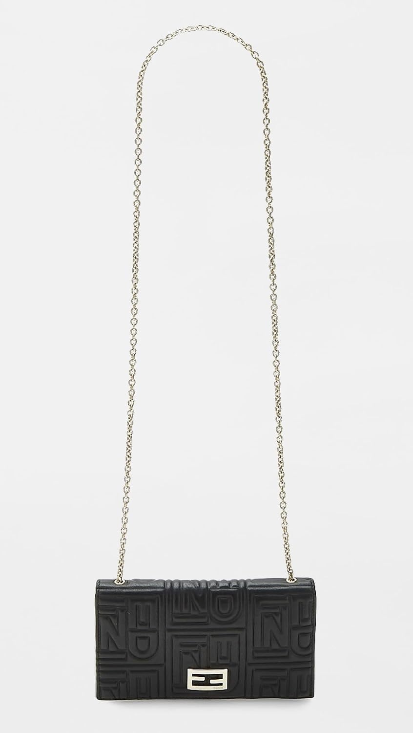 image:imageWHAT GOES AROUND COMES AROUND Womens PreLoved Fendi Embossed Wallet On Chain Black One SizeBlack