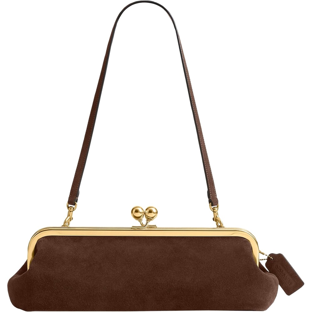 image:imageCoach Kisslock Frame Bag 30BrassSuede Dark Chocolate