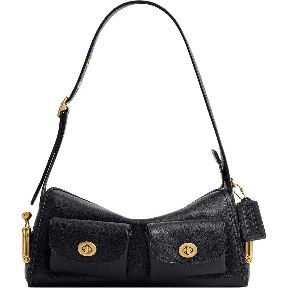 image:imageCoach Womens The Originals Natural Grain Leather Turnlock Haversack Bag 27BrassBlack