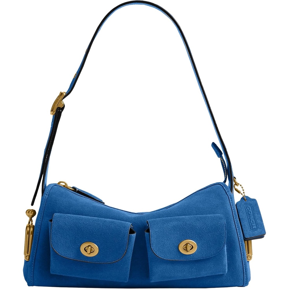 image:imageCoach Womens The Originals Natural Grain Leather Turnlock Haversack Bag 27BrassBlue Jay