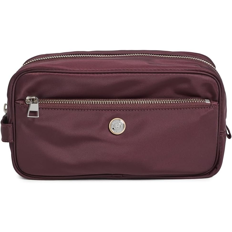 image:imageTory Burch Womens Twist Large Cosmetic Case Warm Bread One SizeDark Carmine