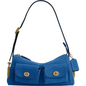 Coach Women’s The Originals Natural Grain Leather Turnlock Haversack Bag 27(Brass/Blue Jay)