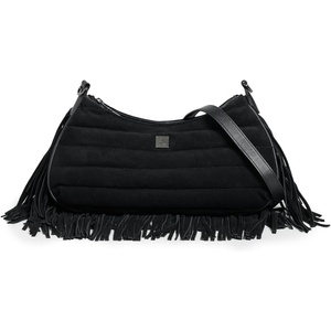 Think Royln Women’s Maverick Fringe Suede Crossbody Bag(Black Suede)