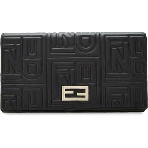WHAT GOES AROUND COMES AROUND Women’s Pre-Loved Fendi Embossed Wallet On Chain, Black, One Size(Black)