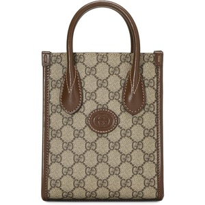 WHAT GOES AROUND COMES AROUND Women’s Pre-Loved Gucci Coated Canvas Interlocking G Mini Tote Bag(Brown)