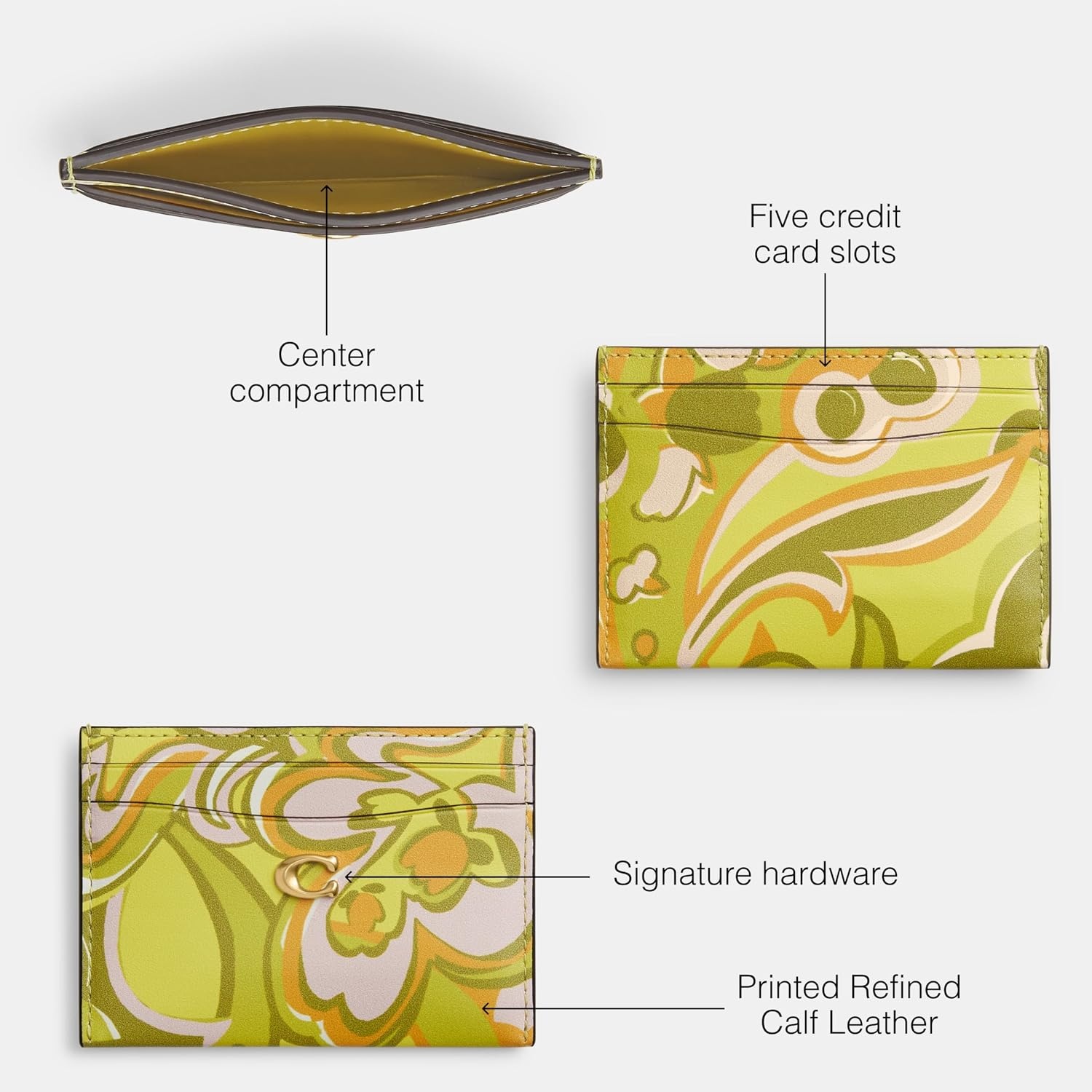 image:imageCoach Essential Card Case With CharmsB4Yellow Green