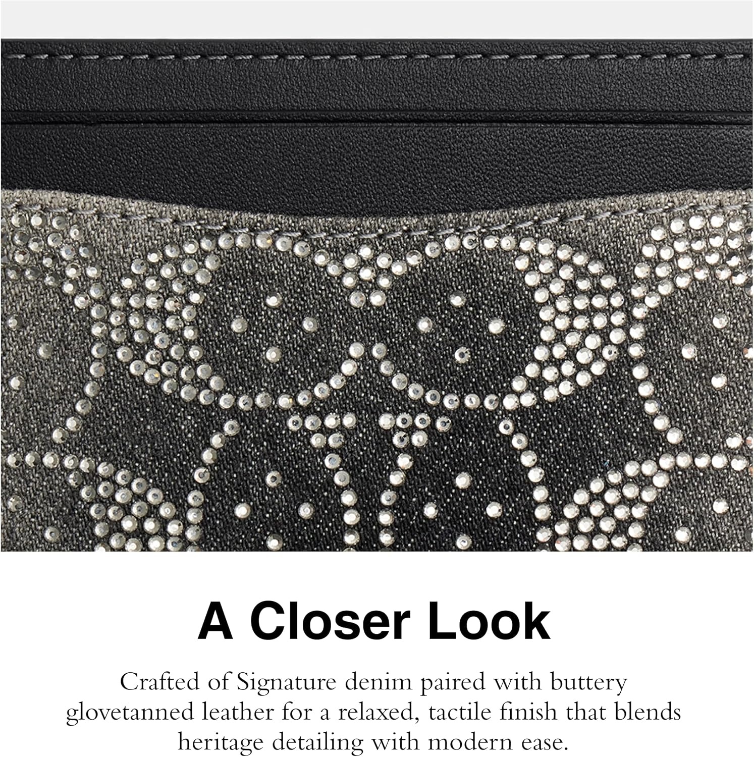 image:imageCoach Essential Card Case With CharmsBlack Denim Crystal