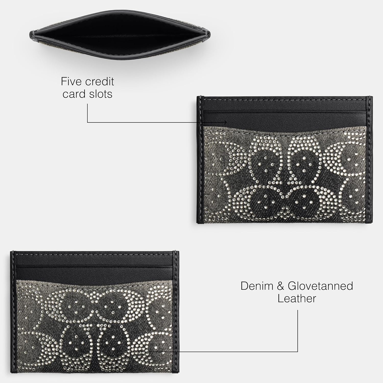 image:imageCoach Essential Card Case With CharmsBlack Denim Crystal