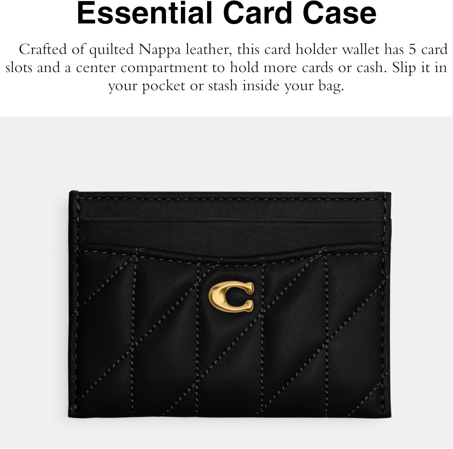 image:imageCoach Essential Card Case With CharmsBlack Quilted