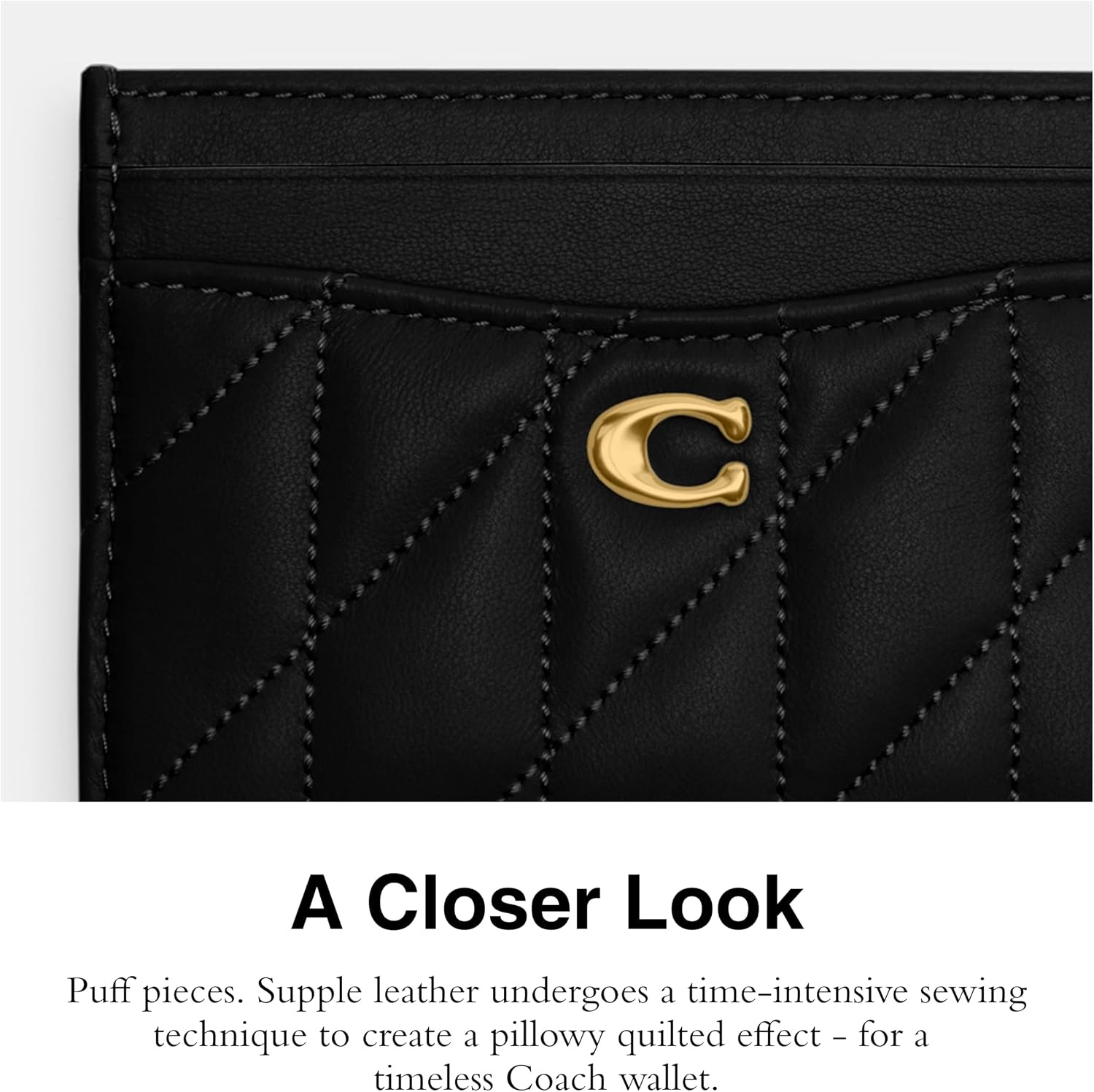 image:imageCoach Essential Card Case With CharmsBlack Quilted