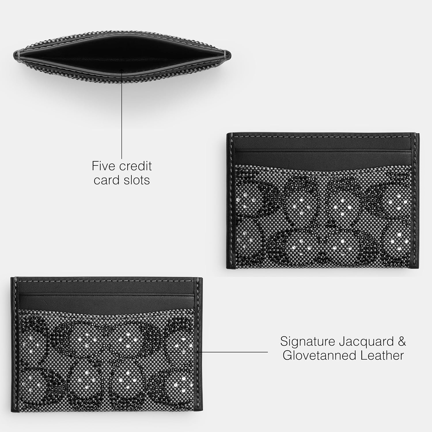 image:imageCoach Essential Card Case With CharmsCrystal Signature Jacquard