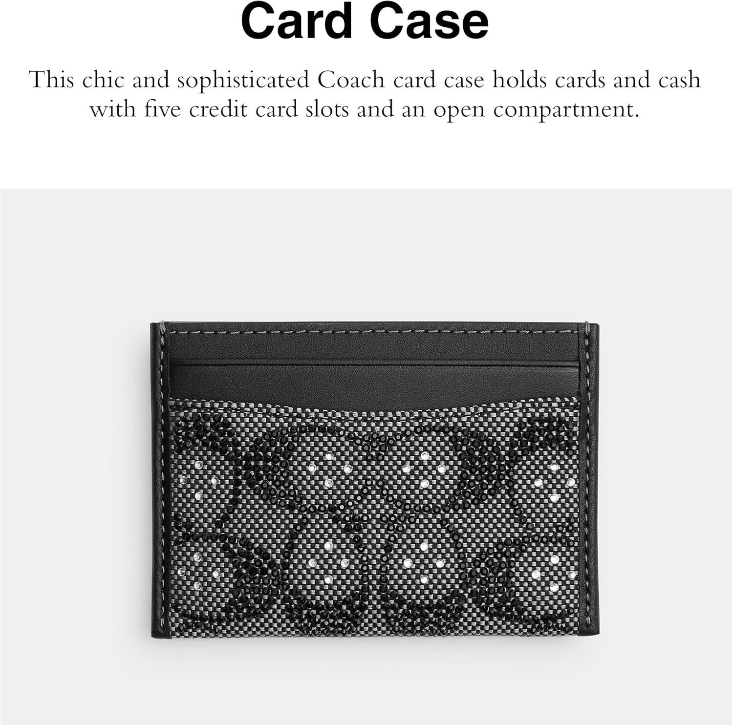 image:imageCoach Essential Card Case With CharmsCrystal Signature Jacquard