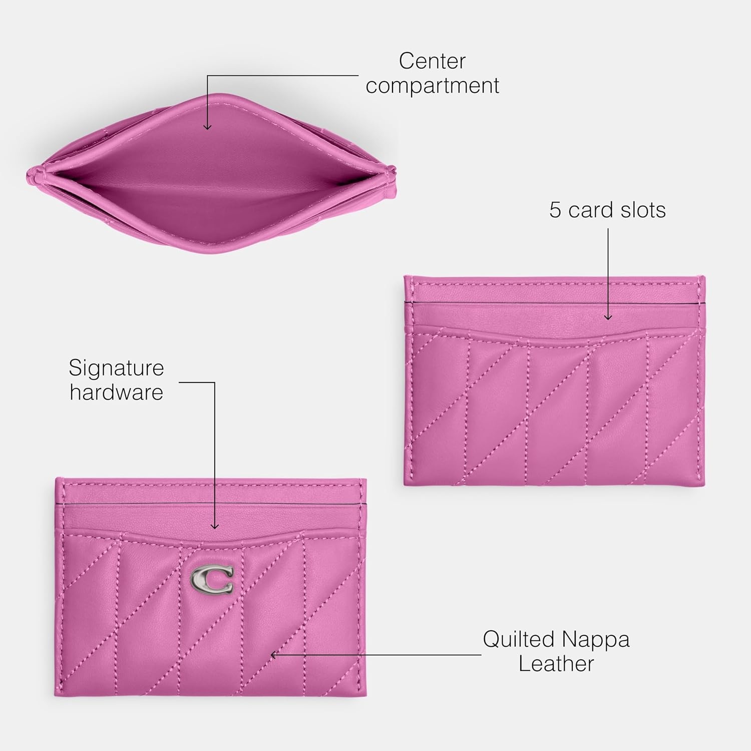 image:imageCoach Essential Card Case With CharmsFuchsia