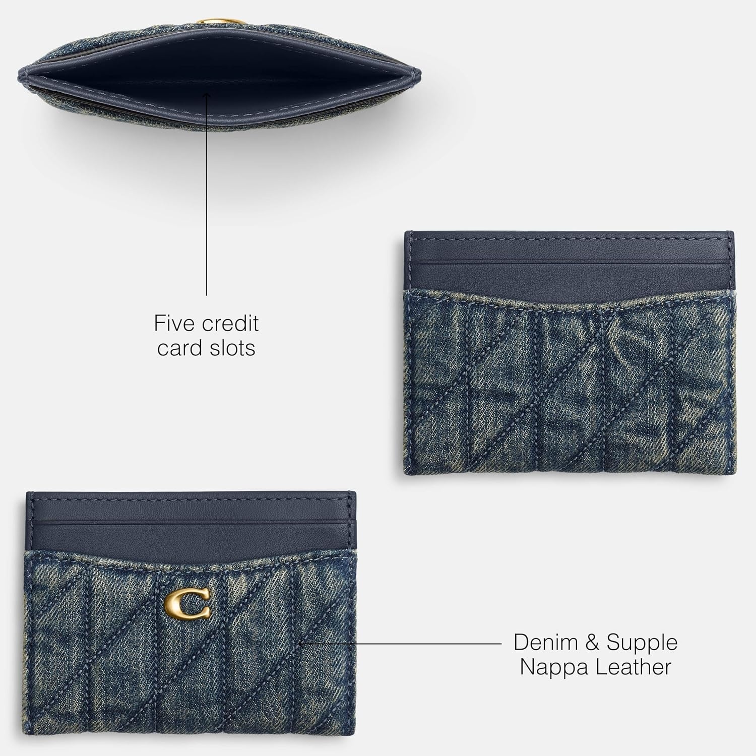 image:imageCoach Essential Card Case With CharmsLoved Denim Dark Indigo