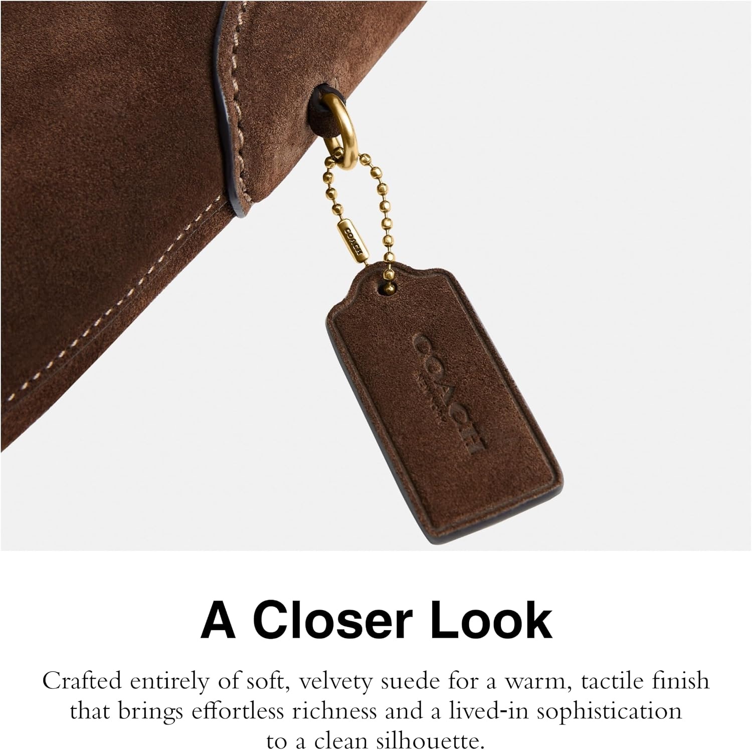 image:imageCoach Womens Brooklyn Shoulder Bag 26BrassSuede Dark Chocolate