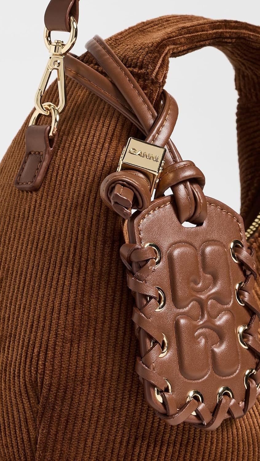 image:imageGanni Womens Corduroy Mini Hobo BagTortoise Shell