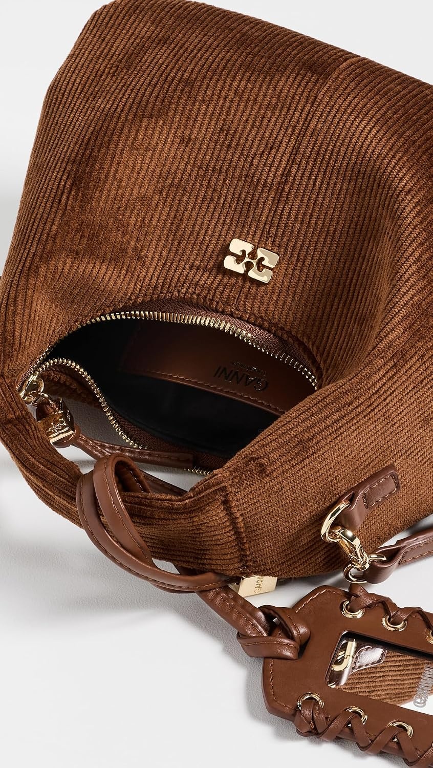 image:imageGanni Womens Corduroy Mini Hobo BagTortoise Shell