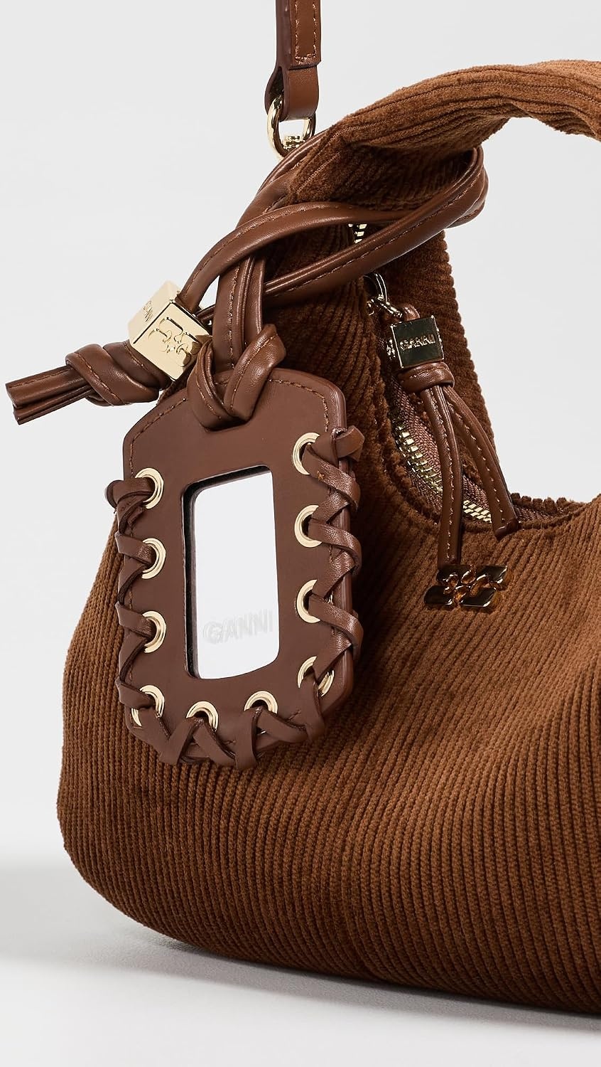 image:imageGanni Womens Corduroy Mini Hobo BagTortoise Shell