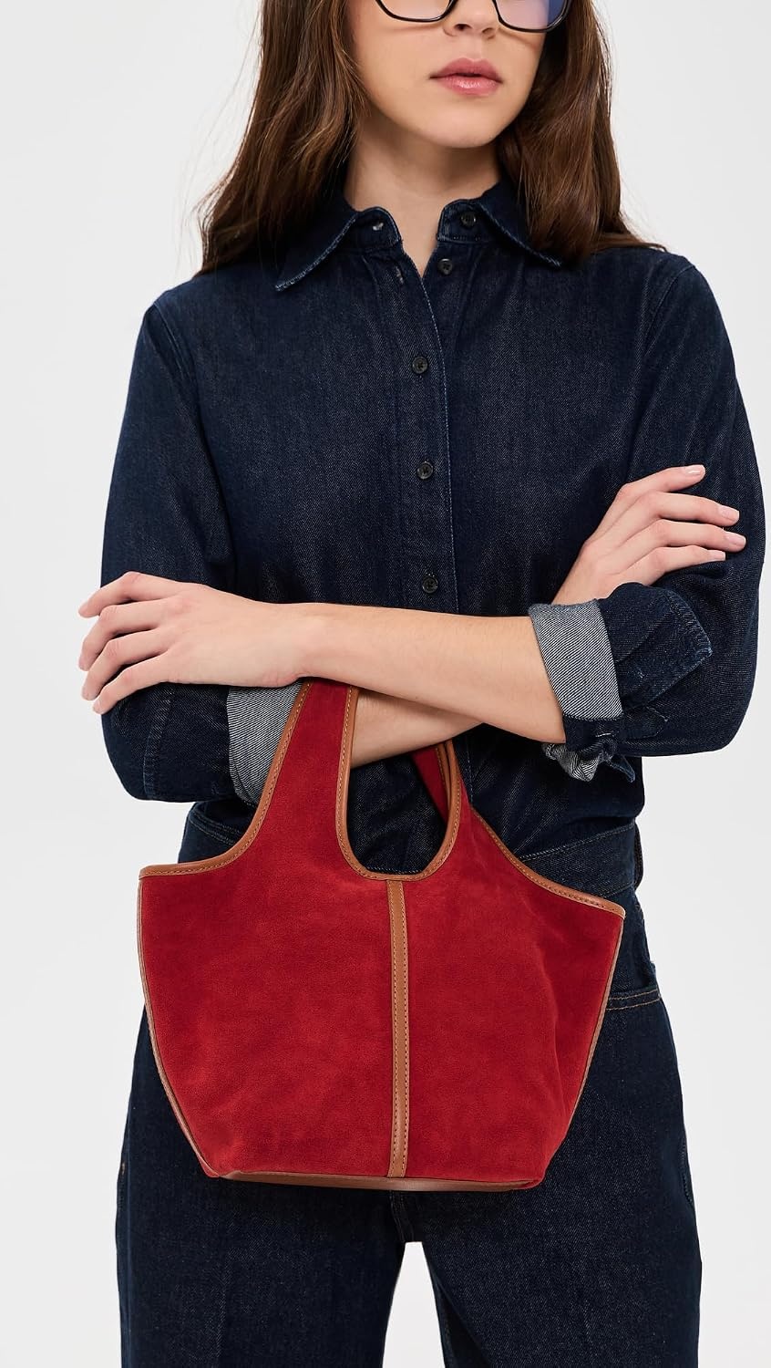 image:imageMadewell Womens Suede Ellis Mini Shopper ToteBandana Red Multi