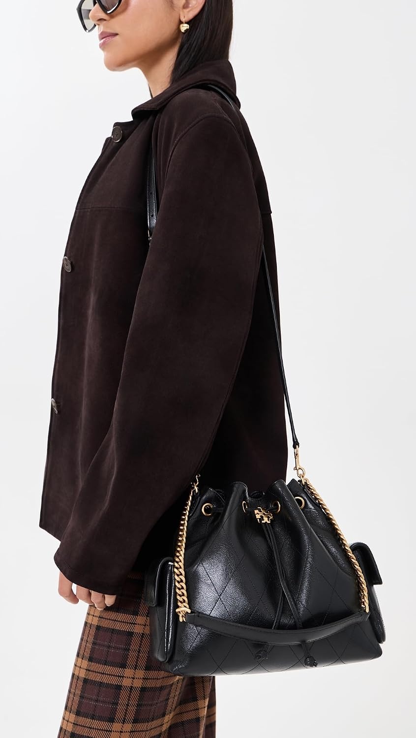 image:imageTory Burch Womens Charlie Quilted Drawstring Shoulder BagBlack