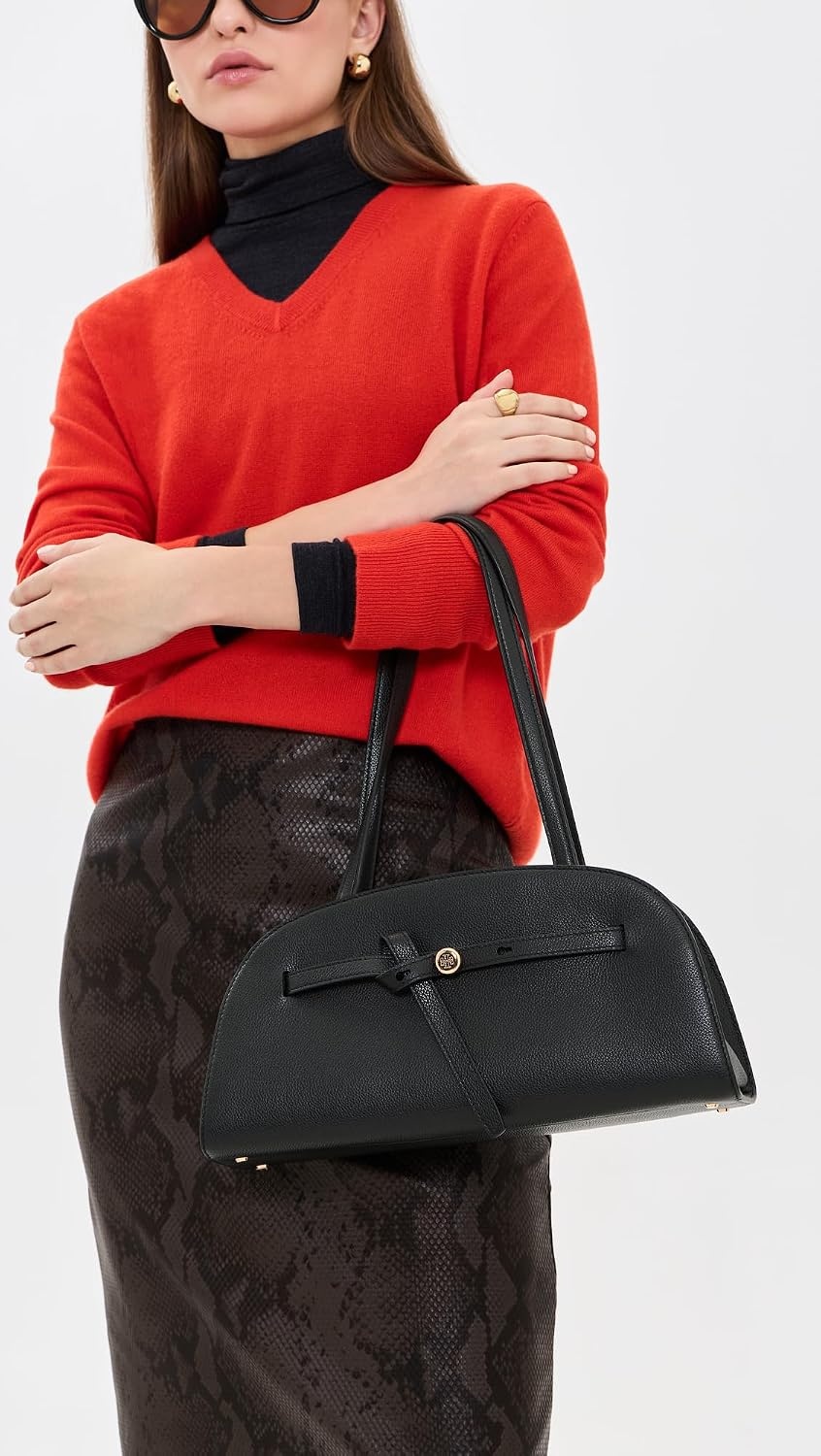 image:imageTory Burch Womens Romy Suede East West Bauletto Suede Shoulder BagBlack