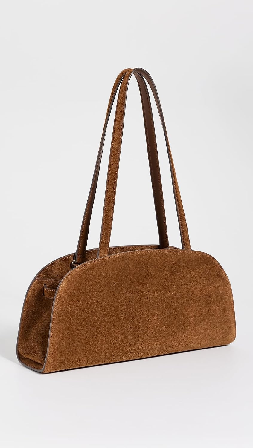 image:imageTory Burch Womens Romy Suede East West Bauletto Suede Shoulder BagCaramel