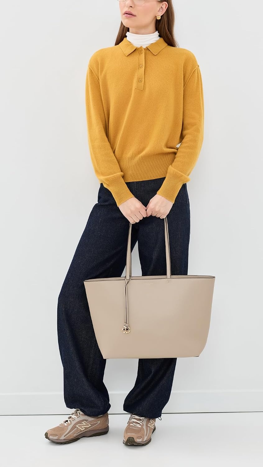 image:imageTory Burch Womens Top Zip Leather ToteSoft Cement