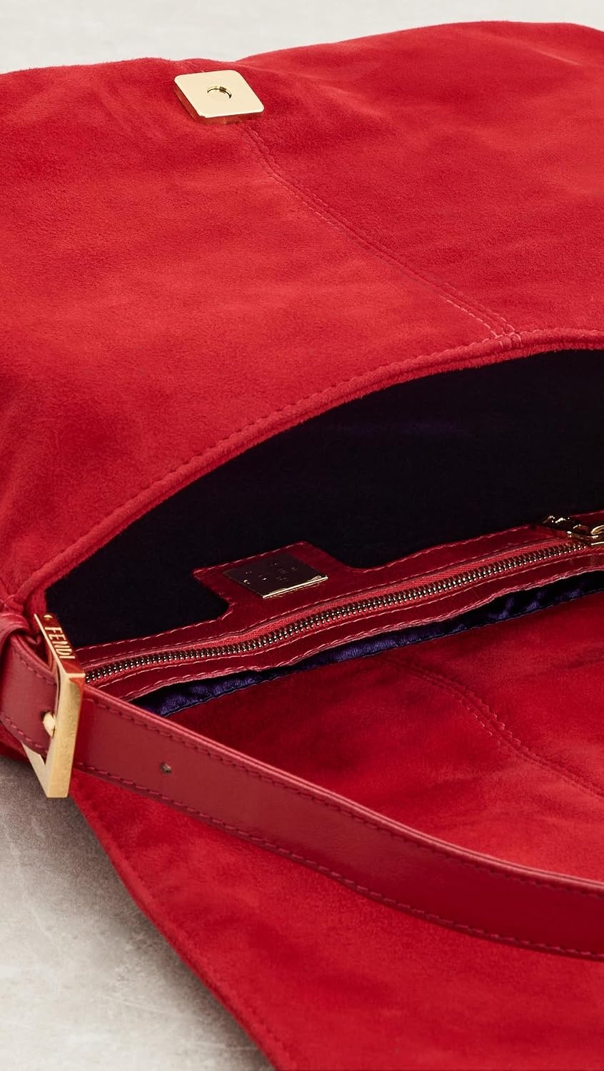 image:imageWHAT GOES AROUND COMES AROUND Womens PreLoved Fendi Suede Mama Shoulder BagRed