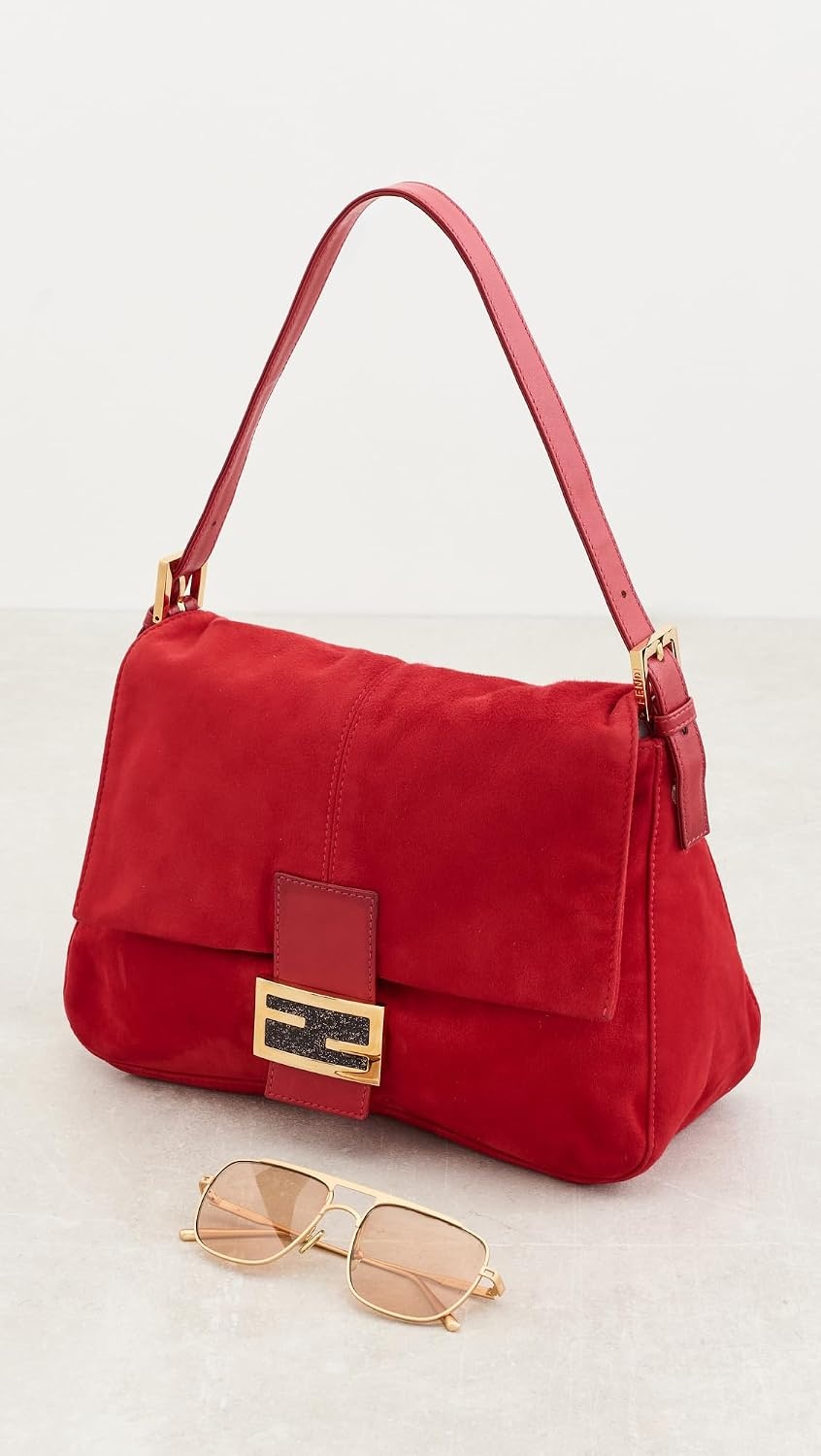 image:imageWHAT GOES AROUND COMES AROUND Womens PreLoved Fendi Suede Mama Shoulder BagRed