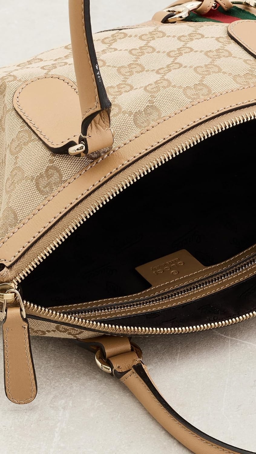 image:imageWHAT GOES AROUND COMES AROUND Womens PreLoved Gucci Canvas Tassel Horsebit Small HandbagBeige