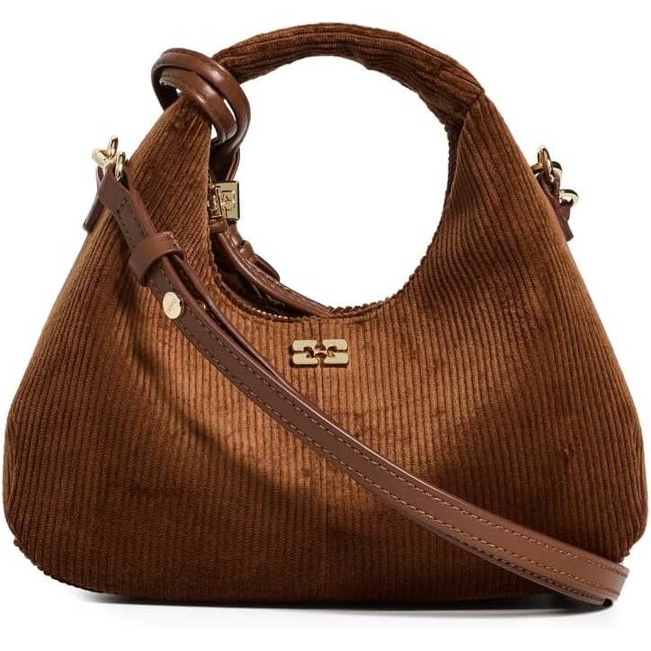 image:imageGanni Womens Corduroy Mini Hobo BagTortoise Shell