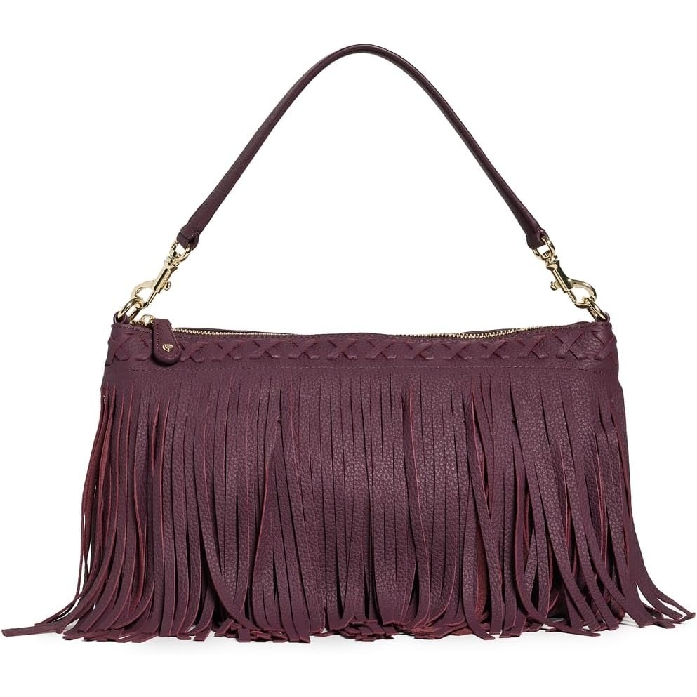image:imageStoney Clover Lane Womens Brighton Leather Fringe Clutch BagPlum