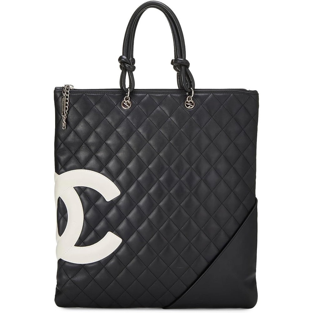 image:imageWHAT GOES AROUND COMES AROUND Womens PreLoved Chanel Black Leather Cambon Flat ToteBlack