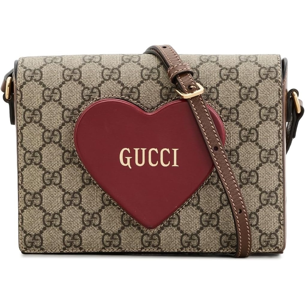 image:imageWHAT GOES AROUND COMES AROUND Womens PreLoved Gucci Coated Canvas Heart Crossbody BagBrown
