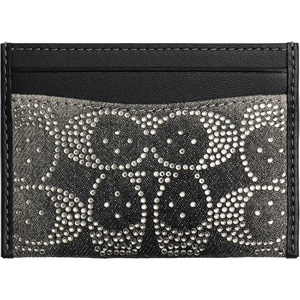Coach Essential Card Case With Charms(Black Denim Crystal)