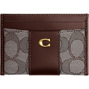 Coach Essential Card Case With Charms(Brass/Oak Signature)