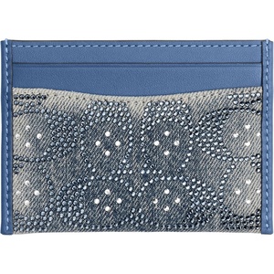 Coach Essential Card Case With Charms(Denim/Crystal Signature)