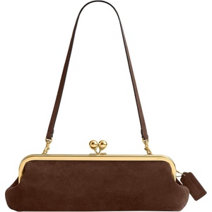 Coach Women’s Kisslock Frame Bag 30(Brass/Suede Dark Chocolate)