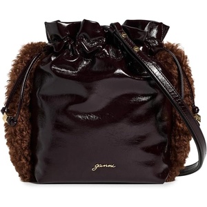 Ganni Women’s Faux Leather Deep Shine Party Pouch(Demitasse)