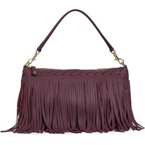 Stoney Clover Lane Women’s Brighton Leather Fringe Clutch Bag(Plum)