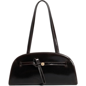 Tory Burch Women’s Romy Suede East West Bauletto Suede Shoulder Bag(Dark Roast)