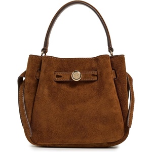 Tory Burch Women’s Romy Suede Mini Bucket Bag(Caramel)